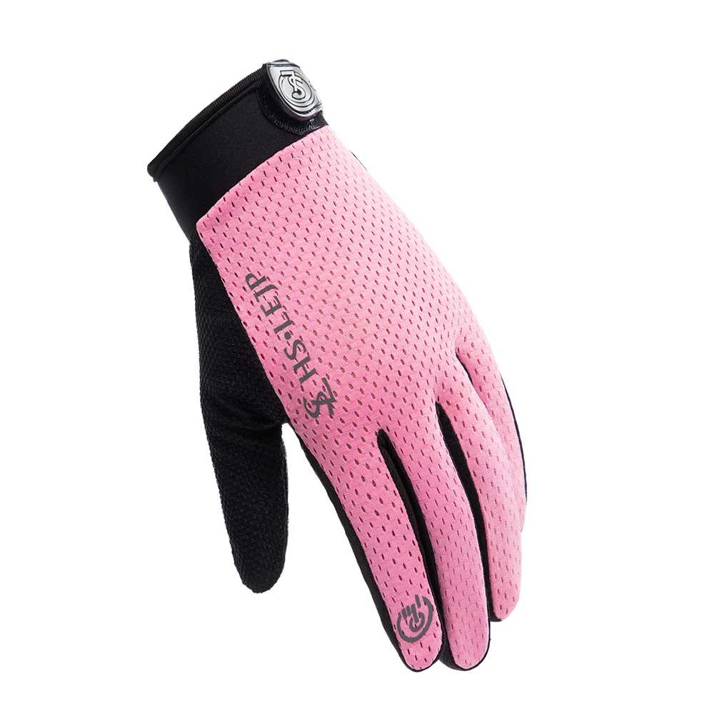 Pink Спортивные противоскользящие, из дышащей ткани ветрозащитные для даунхила для шоссе перчатки для велоспорта полный палец перчатки велосипед мотоцикл езда D20 - Цвет: Pink