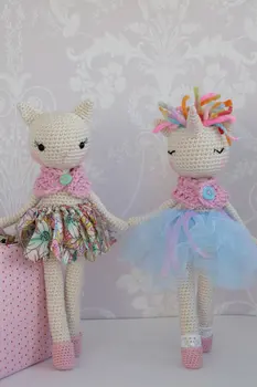 

Crochet Amigurumi toy Cat or Unicorn baby handmade crochet rattle doll
