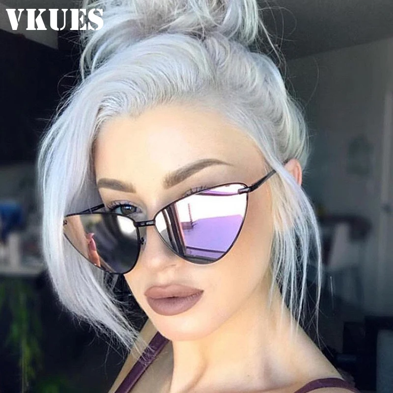 VKUES модные тонированные цветные Винтажные Солнцезащитные очки Famle Drop Shaped океан