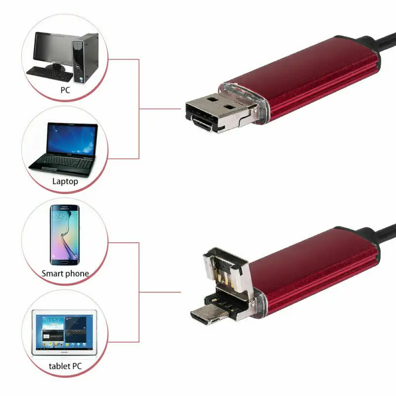 USB Водонепроницаемый эндоскоп бороскоп змея Инспекционная камера 6LED для телефона Красный IP67