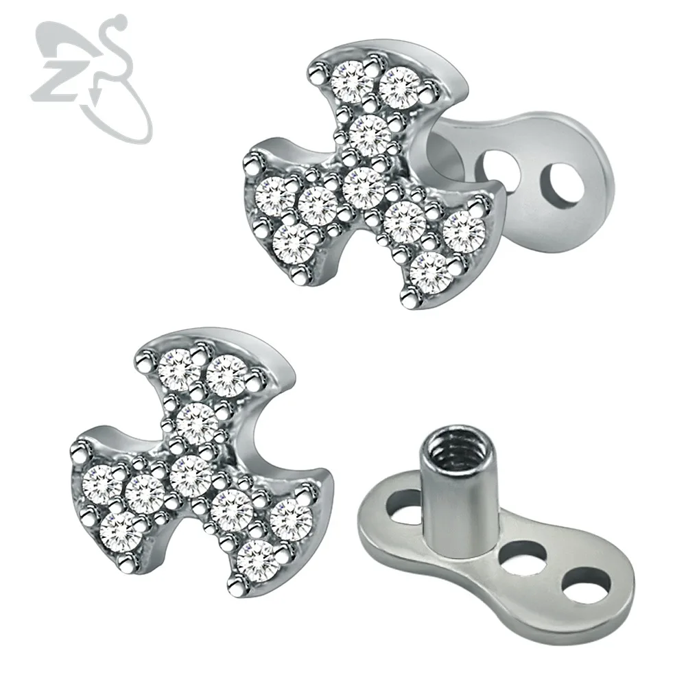 Romantic Crystal Internally Threaded Micro Dermal Anchor Piercing
