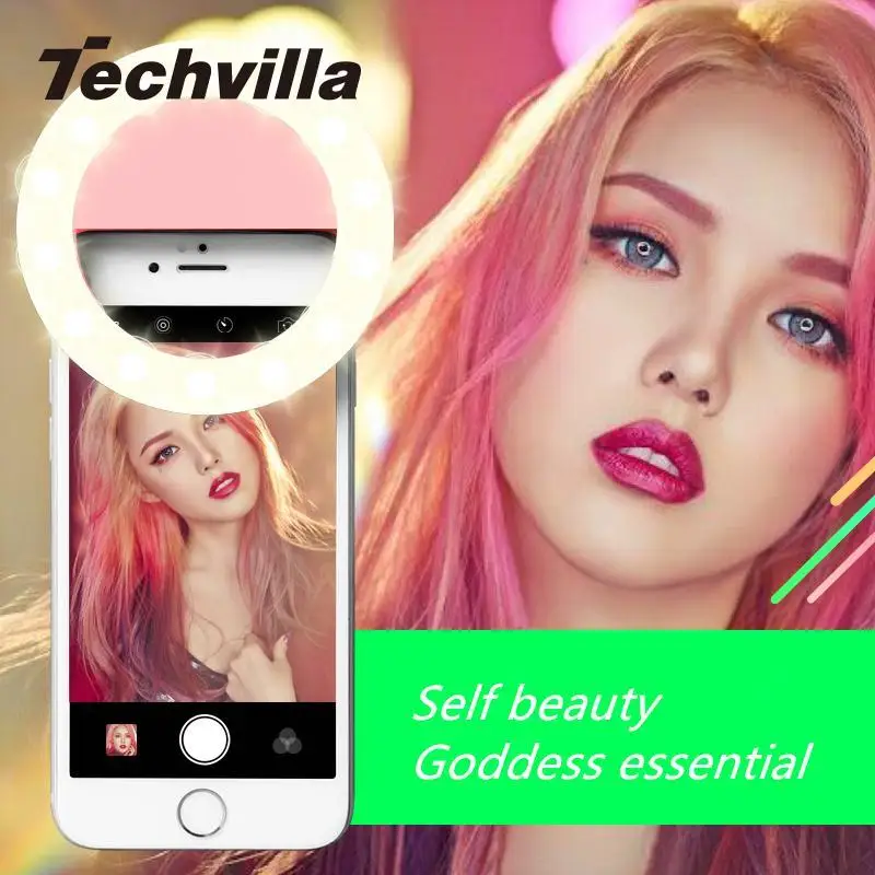 techvilla Portable Universal Beauty Selfie LED Camera Ring Flash Fill