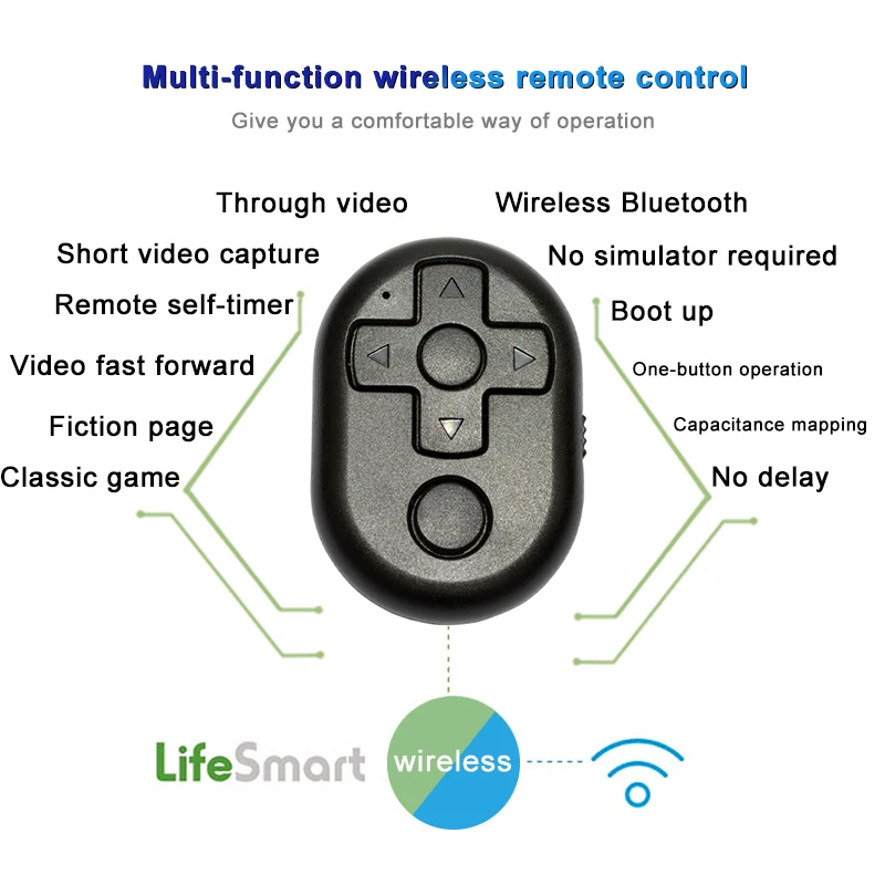 M1 пульт дистанционного управления телефоном Управление Bluetooth, Автоспуск видео перелистывания страниц затвора многофункциональный