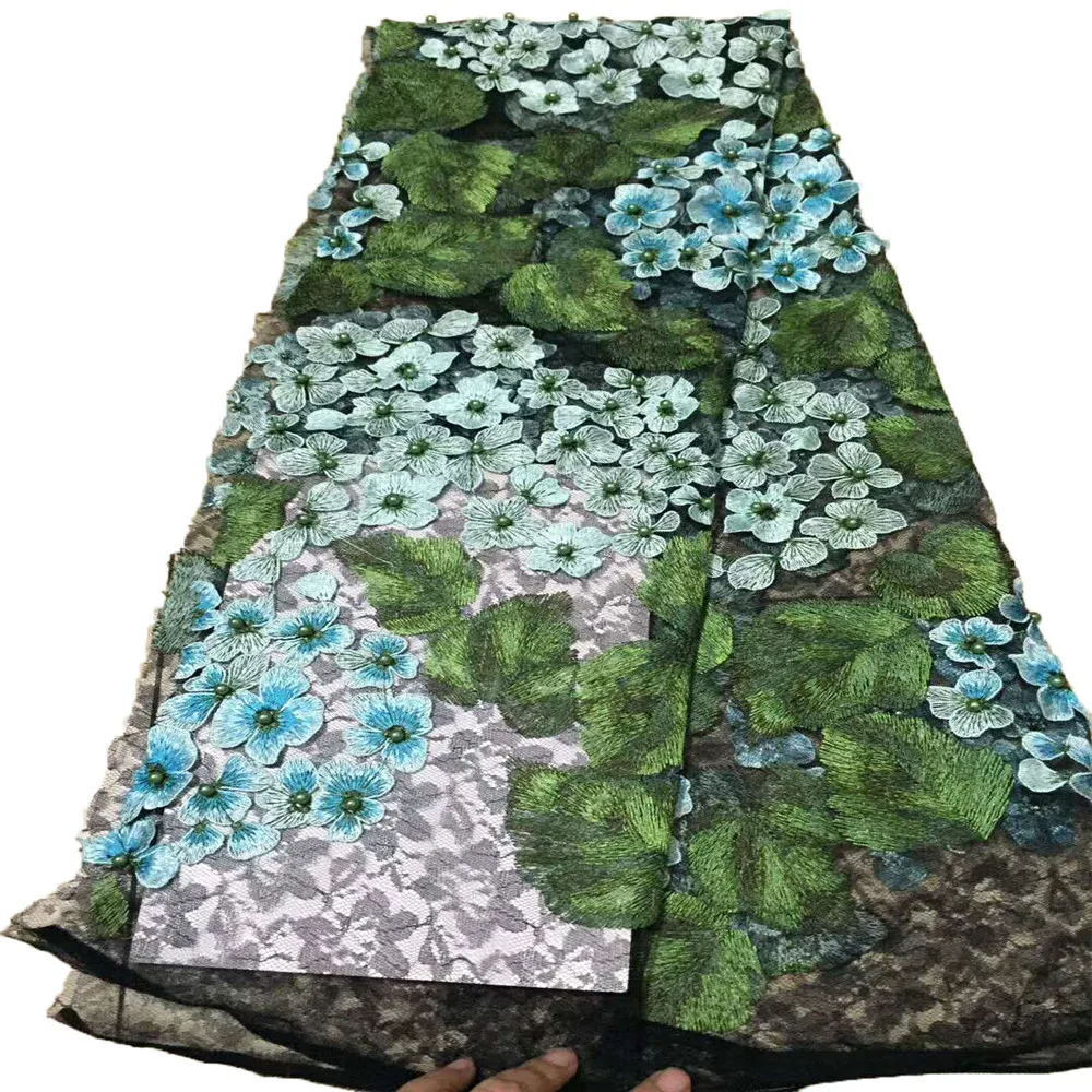 

Stylish Nigerian Net lace fabric with beads French lace fabric with high quality African beaded lace fabric for dress HJ719-2