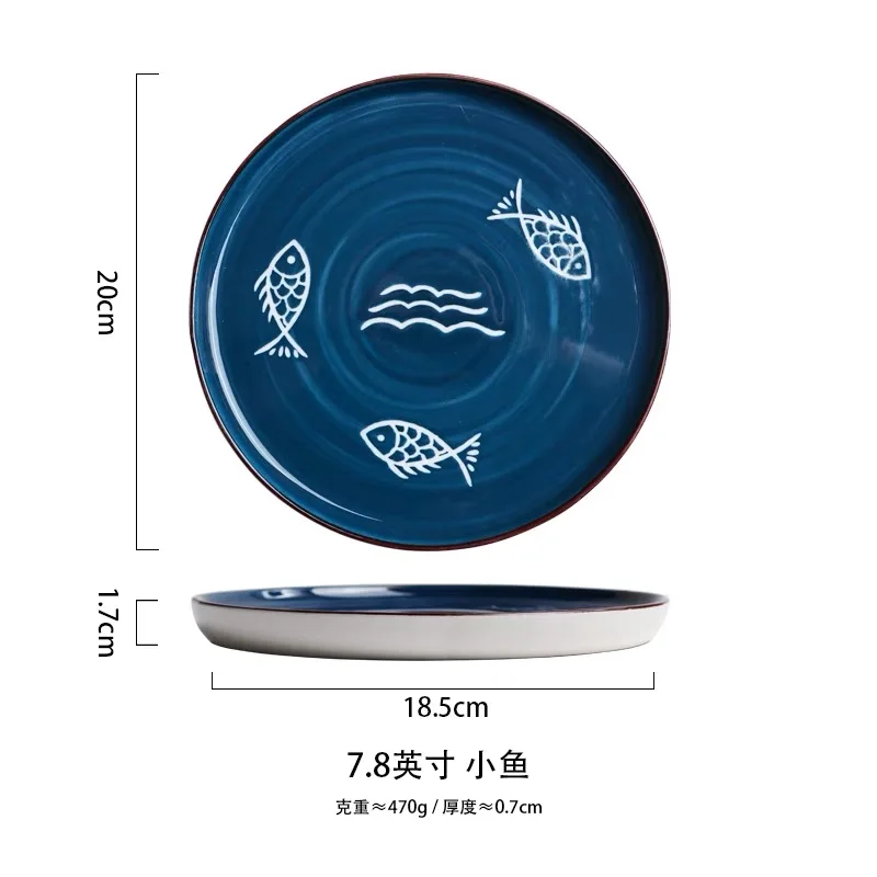 Винтажная ручная краска керамическая 8 дюймов десертная салатная тарелка для закуски тарелка для торта Декоративная посуда набор посуды - Цвет: D