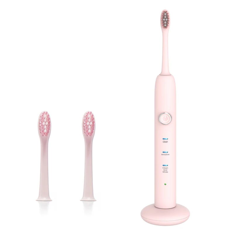 

Sonic Vibration Electric Toothbrush With Two Replacement Brush Heads Intelligent Timing Wireless Charging Full Body Waterproof