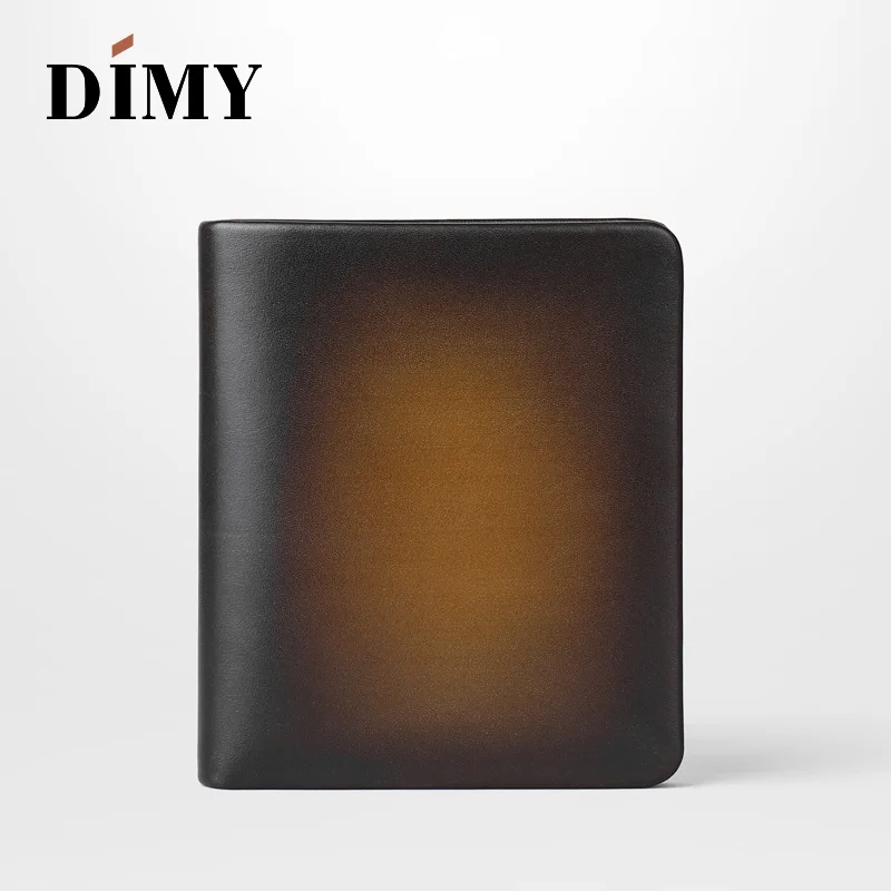 

DIMY Women's Bag Fashion Genuine Leather Wallets Folding Short Men Wallets Handmade Folding Ruched Multi-card Holder Male Wallet