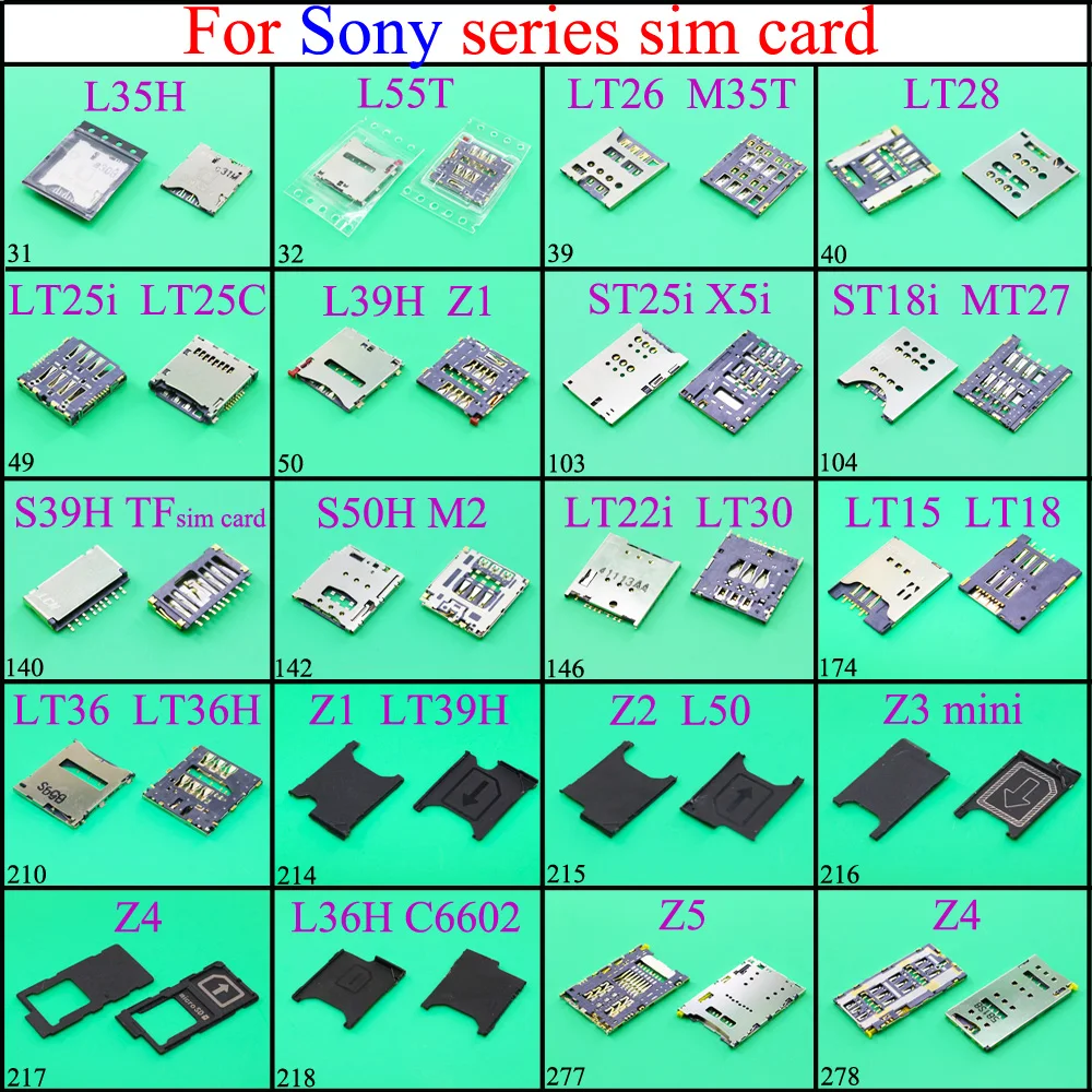 

YuXi Sim Card Holder Micro CARD Socket Slot Tray Connector for sony z3 mini Z4 L36H C6602 Z5 Z1 L39h L39 C6902 C6903 C6906 LT28