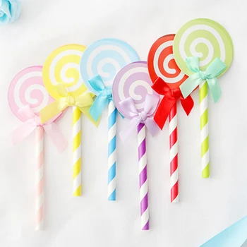 

6 pcs/lot lovely colorful lolipop birthday cake topper cupcake decoration baby shower kids birthday party wedding supplies