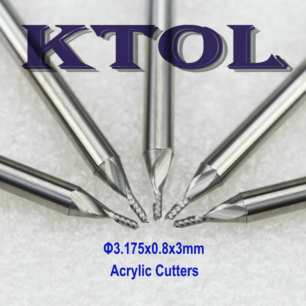 3.175x0.8x3MM Spiral CNC Router Bit One Single Flute Carbide End Mill