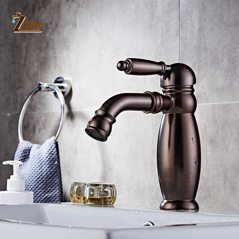ZGRK Bathroom Faucets Oil rubbed Bronze Tubbiness Bath Basin Mixer Tap Rotating Nozzle Hot and