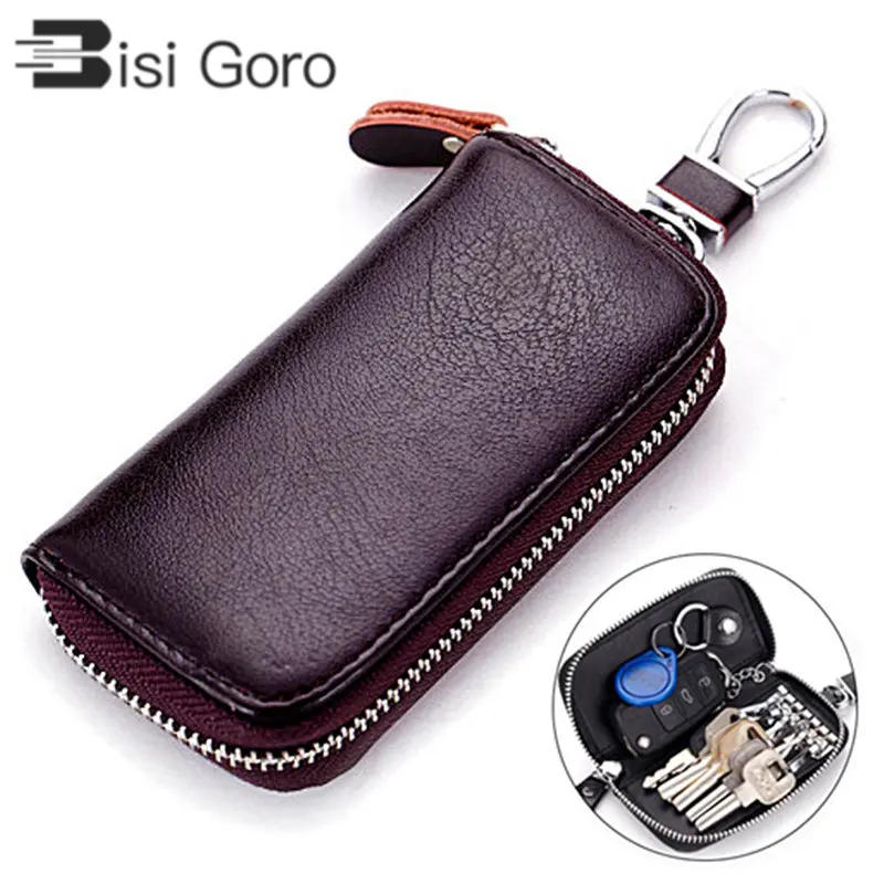 BISI GORO Luxury Key Holder Leather Key Organizer Men&Women Car Key Bag Fashion Housekeeper Key Holder Creative Gifts