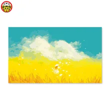 Картина по номерам искусство Краска по номерам желтый пшеничное поле девушка пейзаж и друзья рисунок вместе