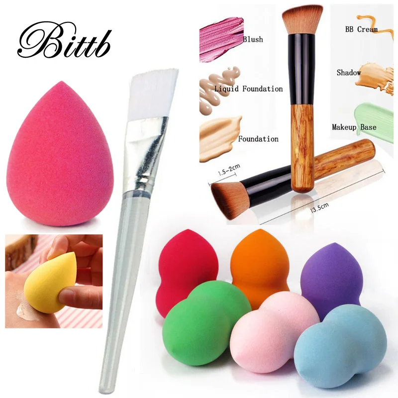

Bittb Makeup Set Cosmetic Foundation Facial Soft Sponge Puff Wooden Make Up Brush Powder Craeam Brushes Beauty Tools Kit