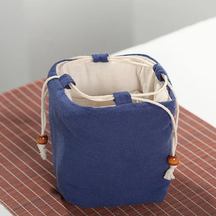 Короткая чайная посуда сумка для хранения один горшок два держатель чашки/Лен на шнурке пакет для путешествий легко носить чай церемония аксессуары сумки
