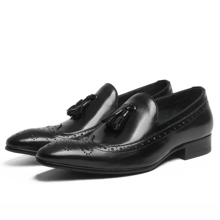 

British Style Handmade Man Formal Dress Shoes Genuine Leather Wedding Oxfords Pointed Toe Men Party Bridal Flats JS-A0007