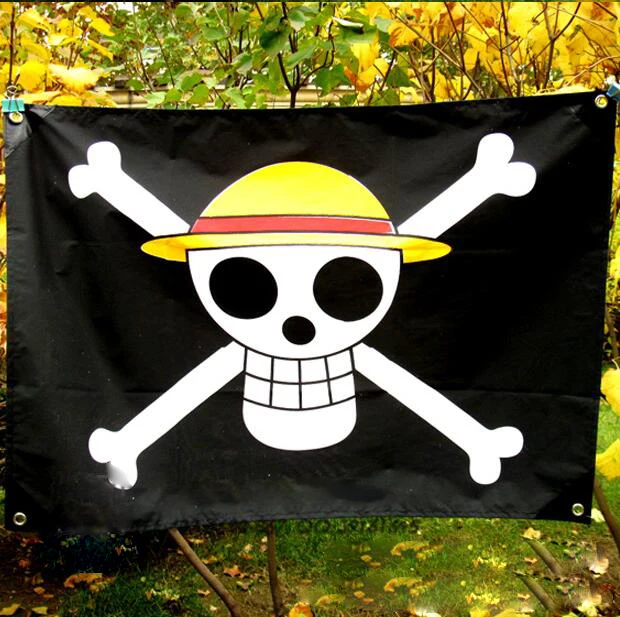 

58* 80CM One Piece pirate flag skull Flag Banner Halloween activities quality polyester banner