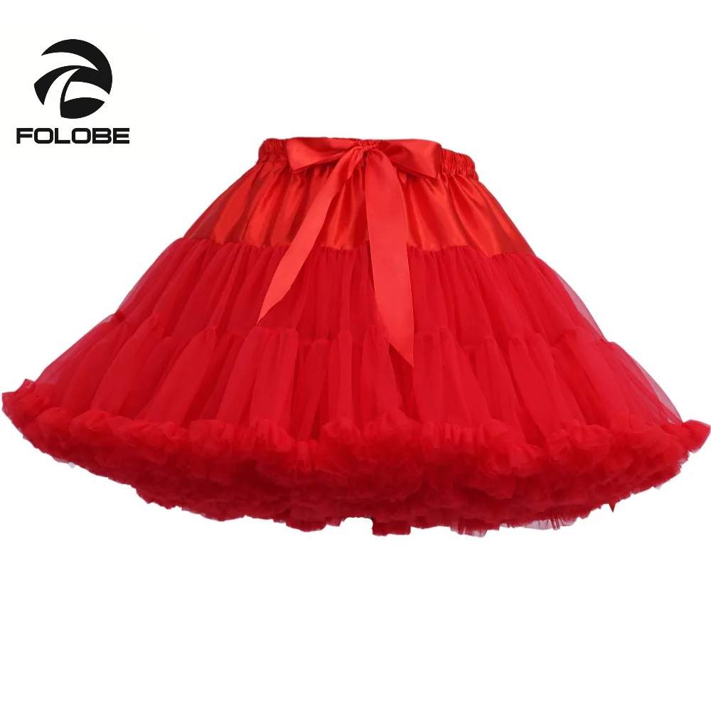 FOLOBE/красная юбка для женщин и девочек, мягкая фатиновая юбка, Женская юбка-пачка, костюм для балета, Одежда для танцев, многослойная Пышная юбка-пачка, TT004