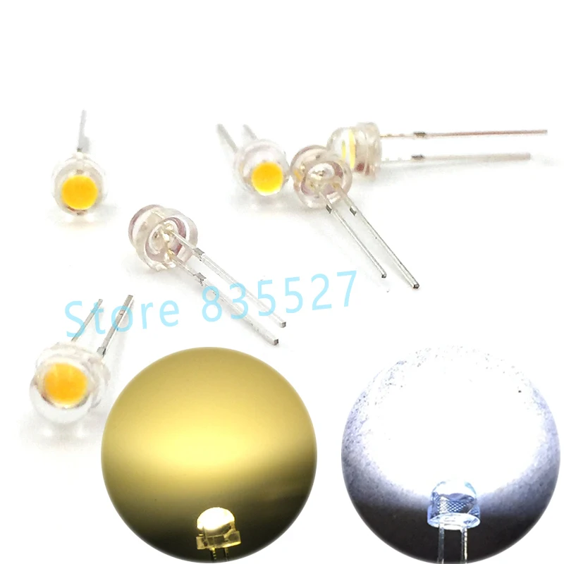 1000 шт./лот LED 5 мм F5 Теплый белый/белый 0 25 Вт супер большой чип Яркий светящийся