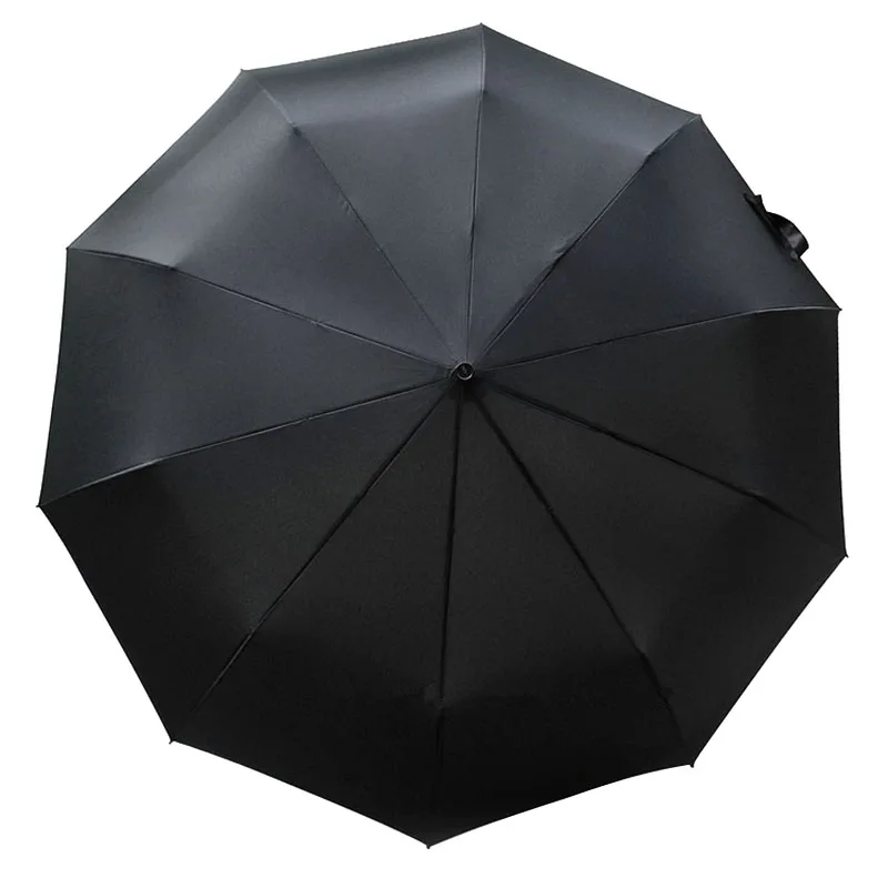 New Daiwenwo Leather Handle 10 Rib Strong Automatic Umbrellas Wind Resistant Men Black Three