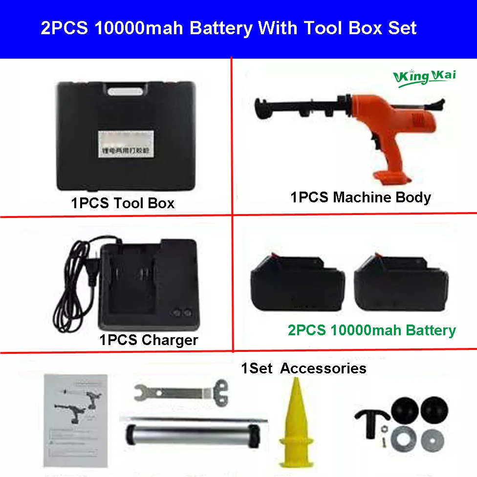 21 V 18000 mah литий-Батарея окна настенный Электрический беспроводной стеклянный клей пистолет для татуажа для украшения дома - Цвет: 2Pcs10000mah WithBox