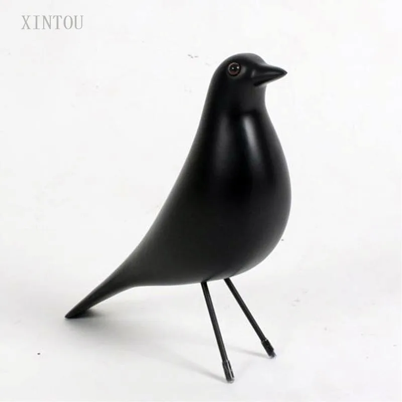 

XINTUO Black Resin Bird Statue Home Window Decor Wooden Birds Figurines Handmade Feng Shui Mascot European Dove of Peace