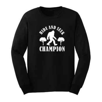 

Mens Bigfoot Hide And Seek Champion Sarcastic Novelty Funny Long Sleeve T-Shirts Men Tee
