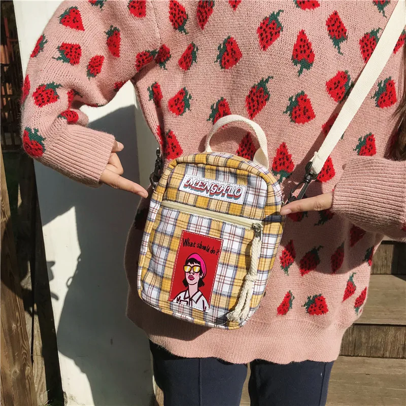 

New Harajuku Fashion Handbag Plaid Print Women Shoulder Bags Ladies Crossbody High Quality Students Casual Wild Small Bag Flap
