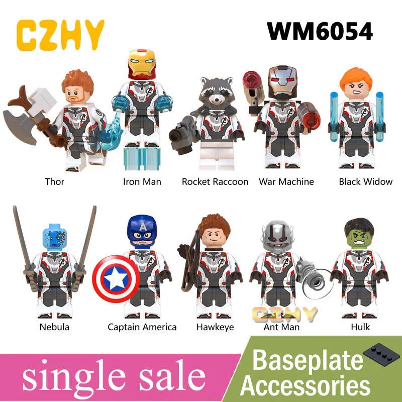 

Avengers 4 Endgame Infinity War Hawkeye Thor Raccoon War Machine Black Widow Nebula Ant Man Legoe Minifigured Blocks Toys WM6054