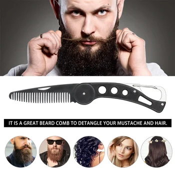 

Hot 1PCS Black Hot Sale Stainless Steel Folding Comb For Men Anti Static Mustache Comb Wholesale