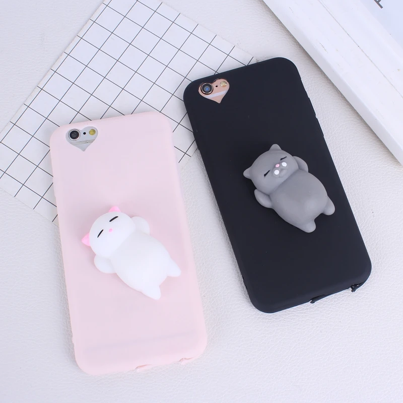 

2017 3D Silicone Soft Candy Cake Bear Color Cat Squishy Toy For iPhone 5 5S SE 6 6S 7 7 Plus Soft TPU Phone Cases For Iphone7S