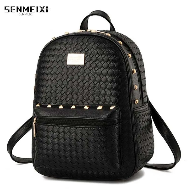 

2018 Rivet Bags for women high quality backpack artificial leather School bags for teenagers Shoes for girls top-handle Backpack