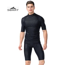 Sbart Мужской купальный костюм из двух частей, рубашка Jammer Sharkskin с защитой от ультрафиолета, дышащие быстросохнущие шорты, плюс размер для серфинга и подводного плавания