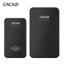 Cacazi campainha sem fio dc bateria-operado 300m faixa 48 sinos 6 volume led luz 23a12v bateria casa campainha sem fio