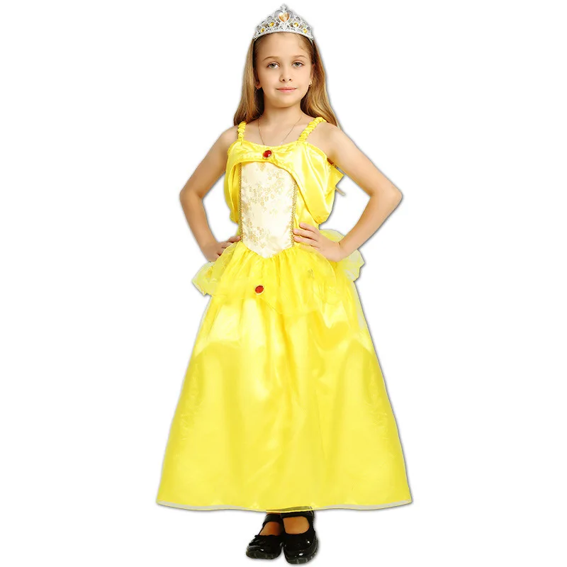 

Kids Fair BELLA Girls Christmas Costumes Long Dresses Beauty and The Beast Cosplay Clothing Children Princess Belle Dresses