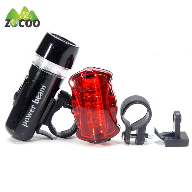 Cheap Zocoo Waterproof Bike Bicycle Lights 5 LEDs Bike Bicycle Front Head Light  Rear Flashlight Torch Lamp Black bike accessories