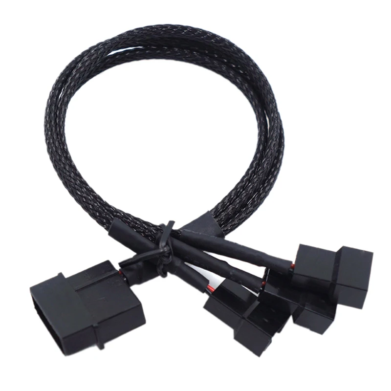27cm Molex To 3 Way 3Pin/4Pin Fan Adapter for Computer Case Fan / CPU Fan / Mining Cooling Fans black