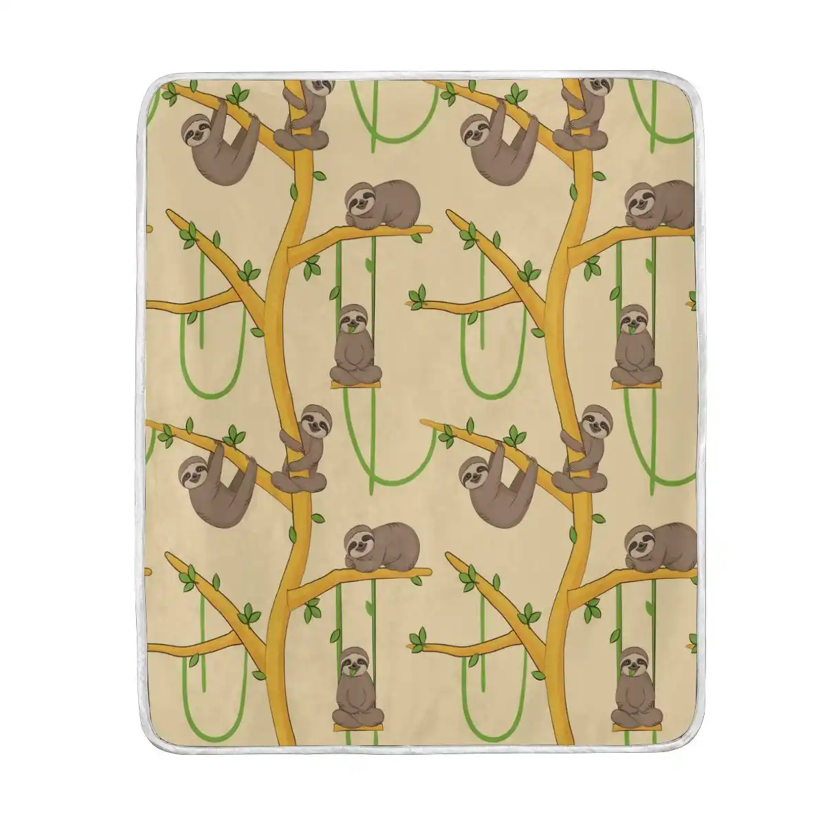 Cute Sloth On Tree Blanket Soft Warm Cozy Bed Couch Lightweight