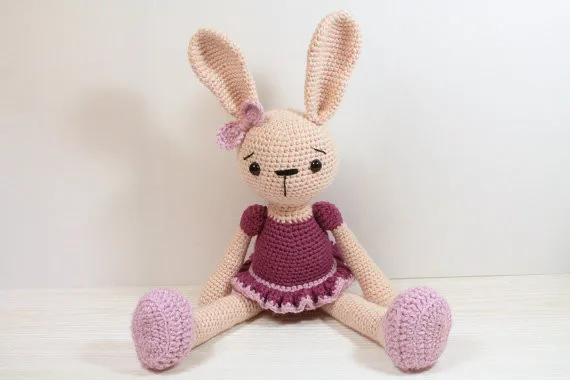 Кролик балерина amigurumiknitted мягкие dolltoy Baby Shower погремушка