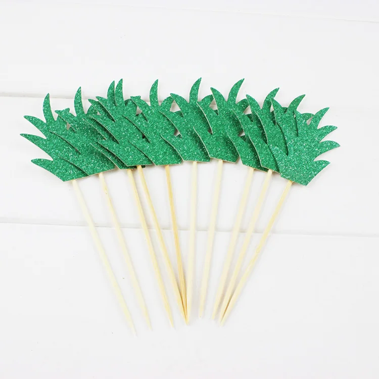 

10pcs/pack Green Pineapple leaves cake Topper wedding Birthday Party cake decoration baby shower party supplies cupcake topper