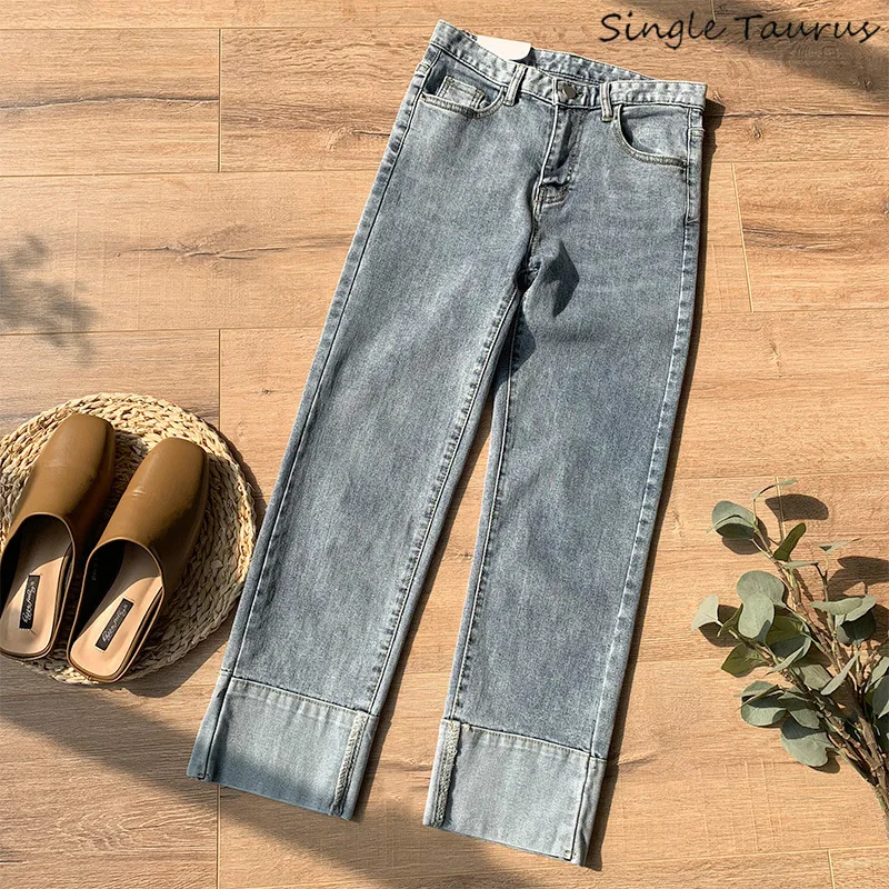 High Waist Retro Wide Leg Pants Women Loose Cuffs Snow