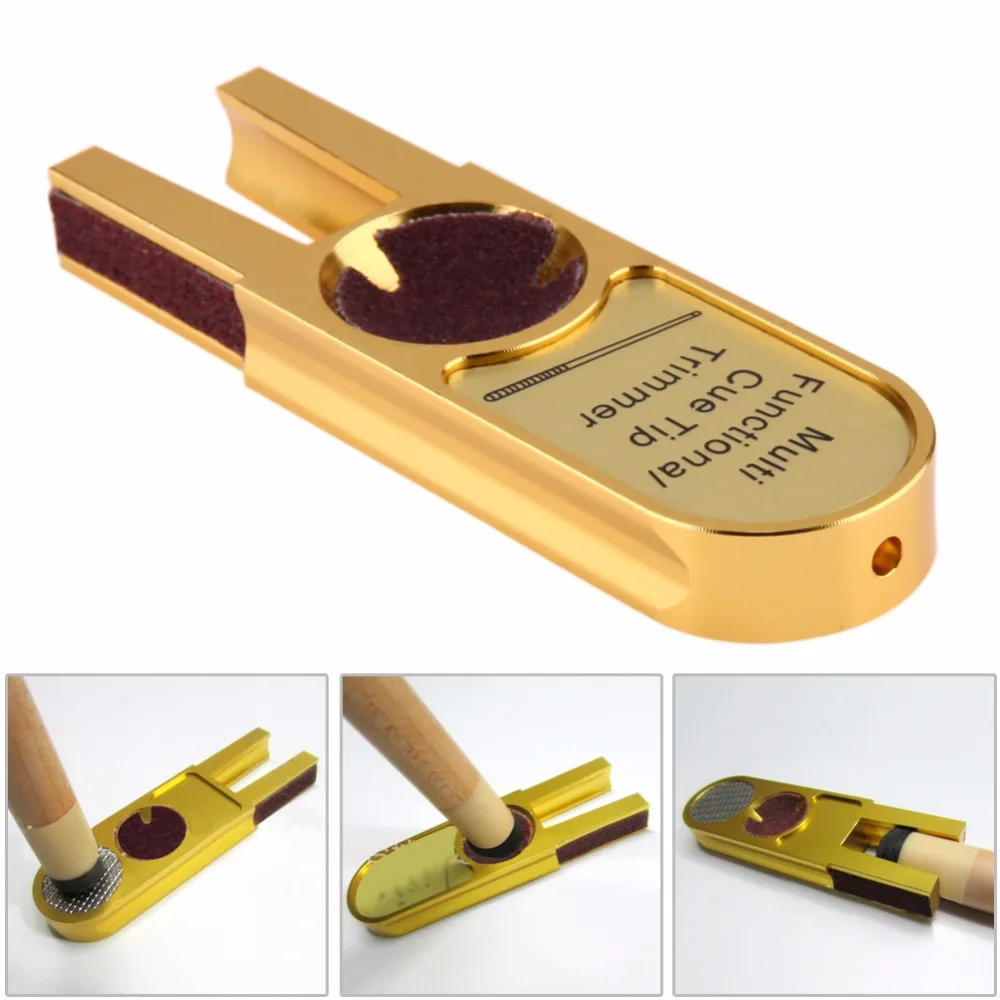 

CUESOUL Gold Cue Tip Tool,Multi Functional Cue Tip Trimmer,Cue Tip Repair Tool,Pool Cue Tool