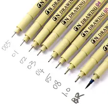 1 pçs preto pigma micron caneta à prova dwaterproof água design desenhado à mão esboço caneta agulha mão dawing forro fineliner desenhos animados assinatura caneta