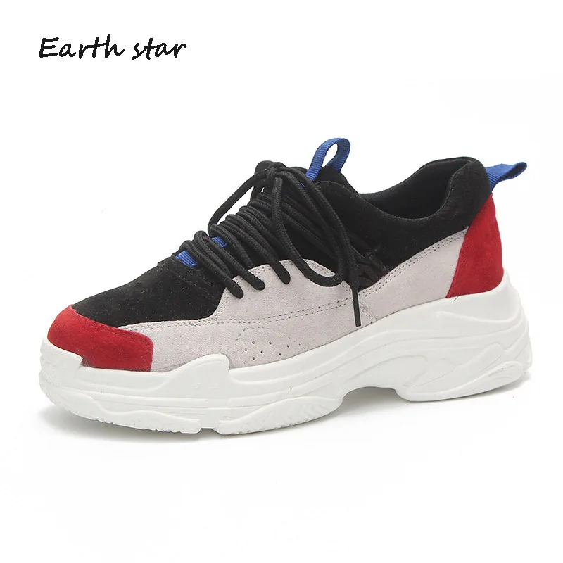 

New Casual White Shoes Women Brand Platform Sneakers Lady Suede chaususre Patchwork Autumn Female footware Breathable Girl Flats
