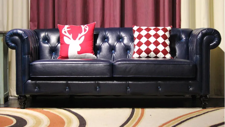 أعلى متدرج البقر الحقيقي أريكة جلدية أصلية الاقسام غرفة المعيشة أريكة المنزل الأثاث الأريكة 3-seater الأمريكية نمط جلدية أزرار