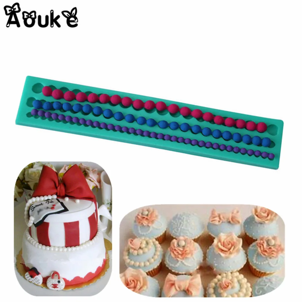 

3D Long Strip Pearls Silicone Cake Mold Decorating For Sugar Chocolate Molds Cookie Christmas Decoration Fondant Cake Tools C066
