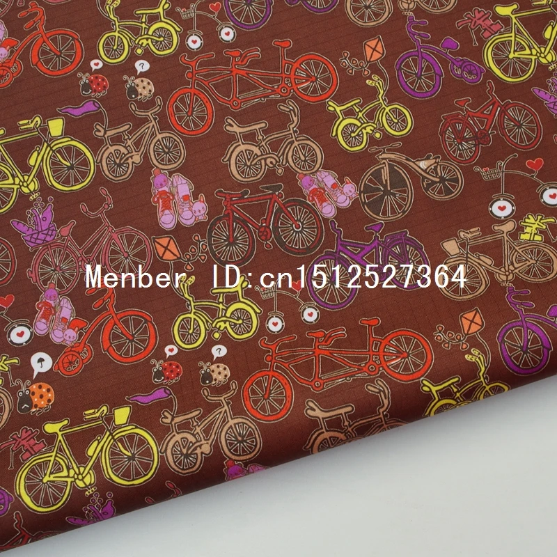 

PVC coated waterproof fabric - Bicycle on brown (WF039)