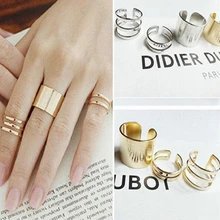 3 шт., золотые, серебряные кольца в стиле панк, женские кольца, простые кольца средней длины, кольца на фаланг пальца, набор для женщин, ювелирные изделия в стиле Анель-рок