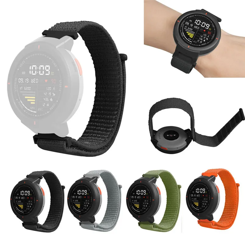 Replacement Nylon Sport Loop Wrist Band Strap for Huami Amazfit Verge Watch With Two Connector Length 230mm Width 20mm 40MR1413