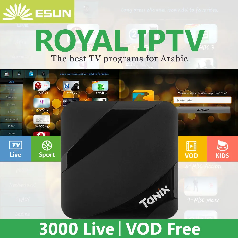 

Tanix TX3 Max Smart TV Box Android 7.1 Box With 1 Year RoyalTV Configured Arabic Europe IPTV SET TOP BOX media player